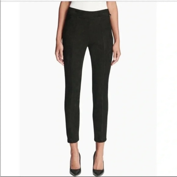 Calvin Klein Black faux suede Ankle Cropped legging pants - Picture 1 of 8